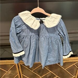 La Coqueta Blue Polka Dot Baby Dress with bloomers